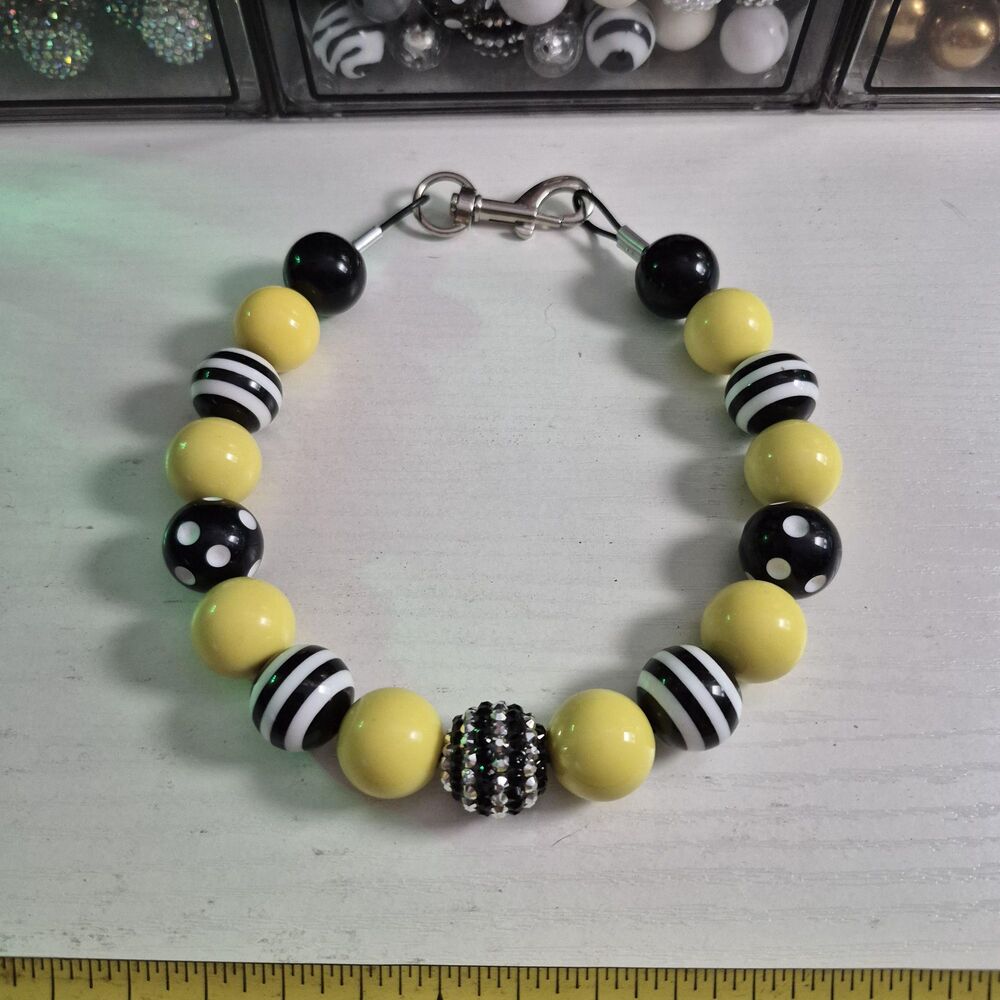 Handmade Beaded Dog Puppy Collar Necklace Jewelry Durable Acrylic 16.25"